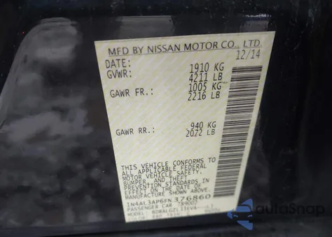 2015 Nissan Altima 2.5 S from USA, damaged, VIN 1N4AL3AP6FN376860